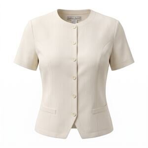 Vintage Stephanie Andrews 100% Silk Blouse Womens S White Button Front Lined